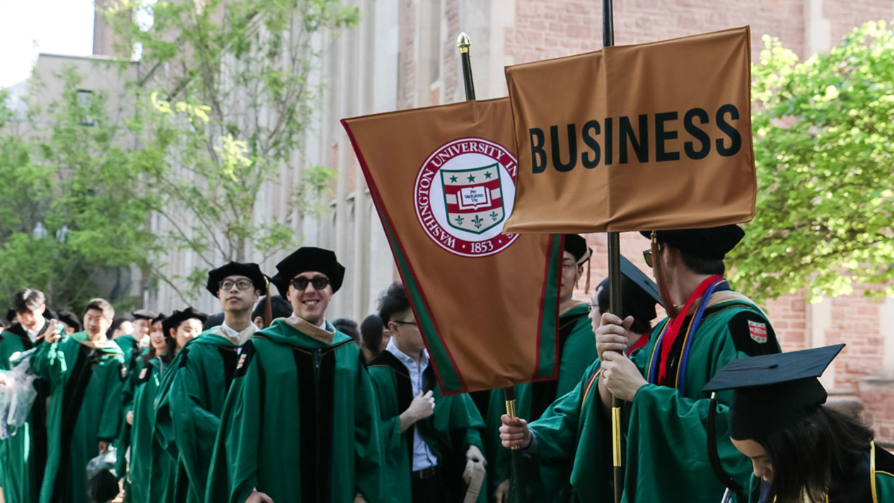 Olin School of Business students attending graduation