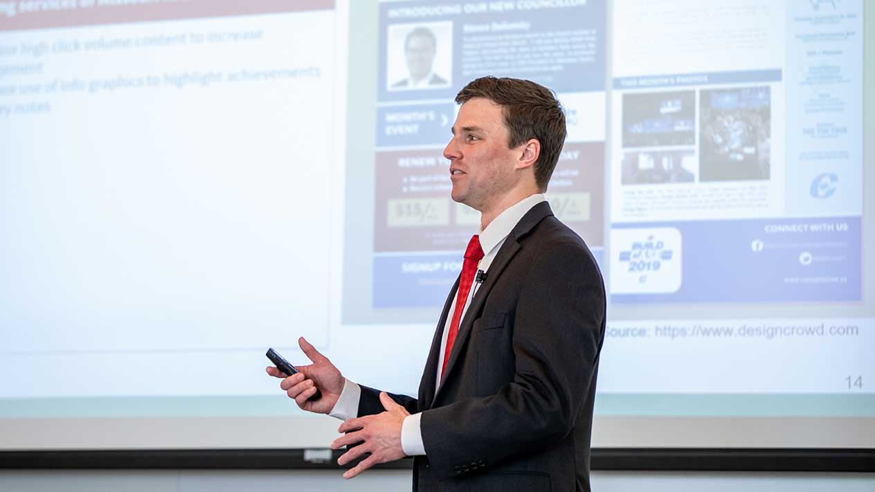 MBA student making a presentation