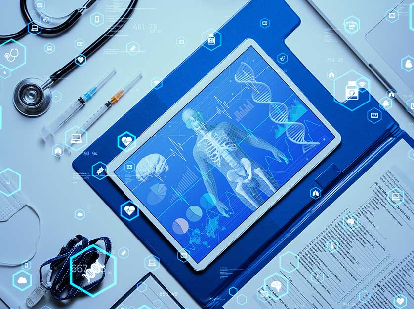 collage of technology and medical items