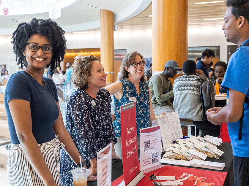 MBA students at an Olin resource fair
