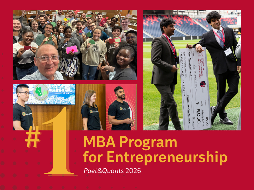 Poets & Quants named WashU Olin's Full-Time MBA #1 in their 2026 ranking for entrepreneurs.