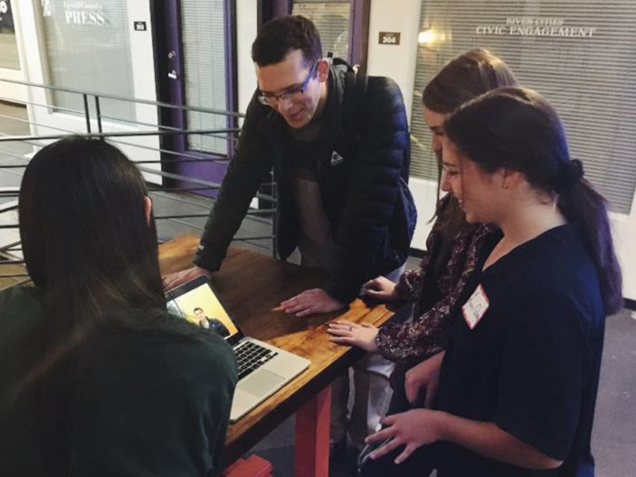 At client engagement projects like the one above, held at TechArtista in spring 2018, Bear Studios fellows are encouraged to lead by creating promotional materials or helping to plan and manage events.