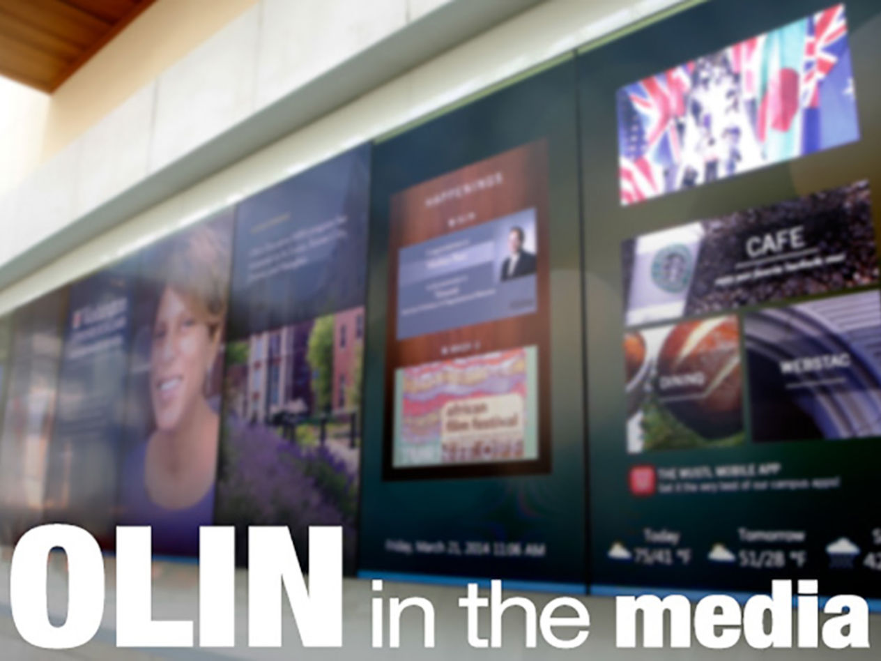 "Olin In The Media" graphic