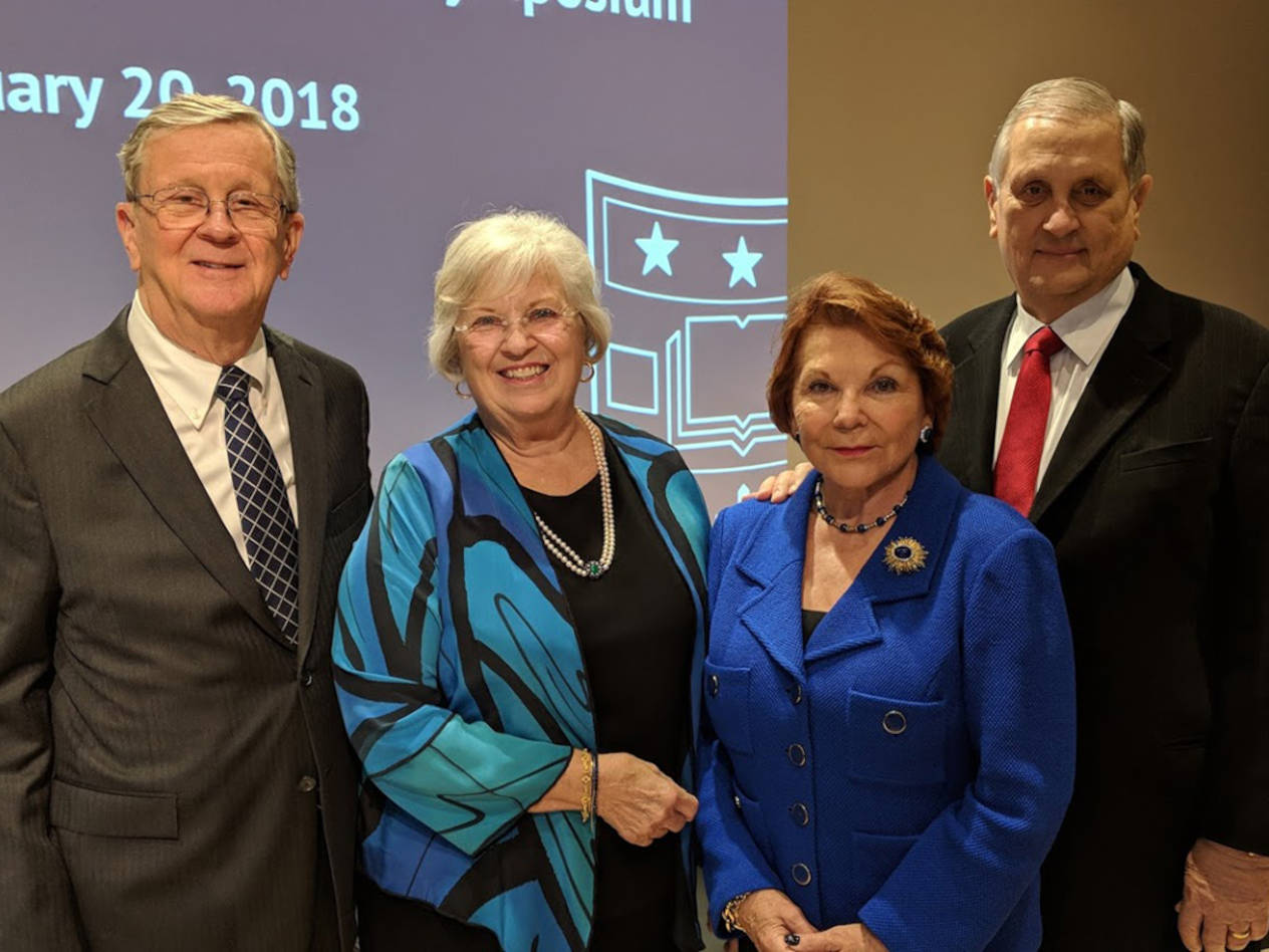 Roger, Fran, Elke, and Paul Koch, attending the 2018 Family Business Symposium where their $12 million gift to the university was announced.