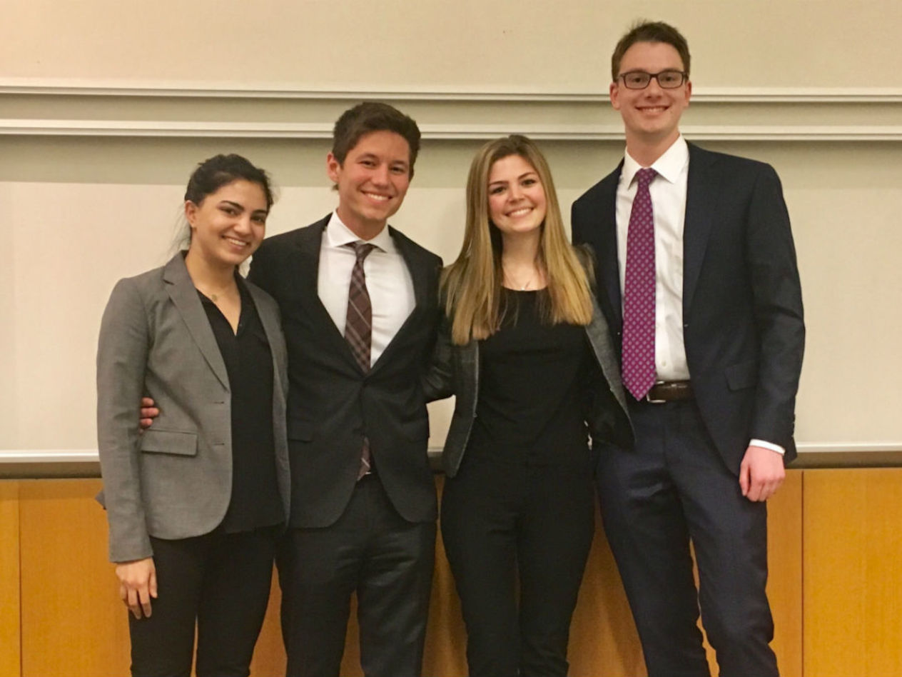 Ankita Bhalla, BSBA ’20; Alec Johnson, BSBA ’20; Lauren Dumas, BSBA ’19; and Nathaniel Ryan, Art/Sci ’20 at the Wharton Undergraduate Case Competition 2018.