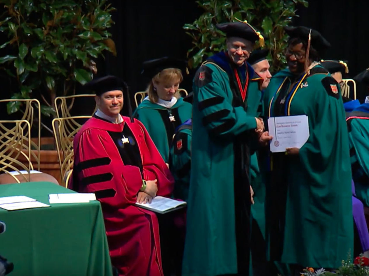 A scene from the 2017 graduate student programs graduation recognition ceremony.