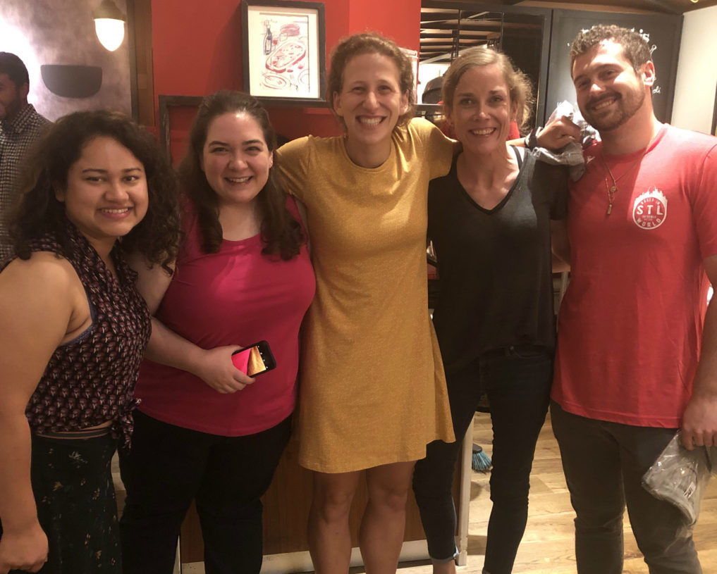 Barcelona scavenger hunt winning team: (from left) Nidhi Kandari, Sarah Sugarbaker (teaching assistant), Hannah Levin, Marguerite Whitelaw and Derek Leiter (not pictured Guanhua Yang).