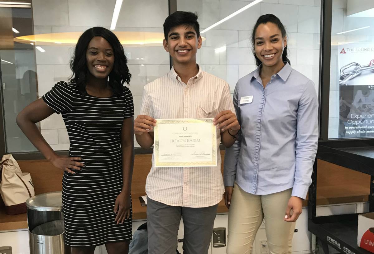 Irfaun Karim is a St. Louis native and rising senior from St. Louis University High School who recently attended the Olin Fleischer Scholars Program.