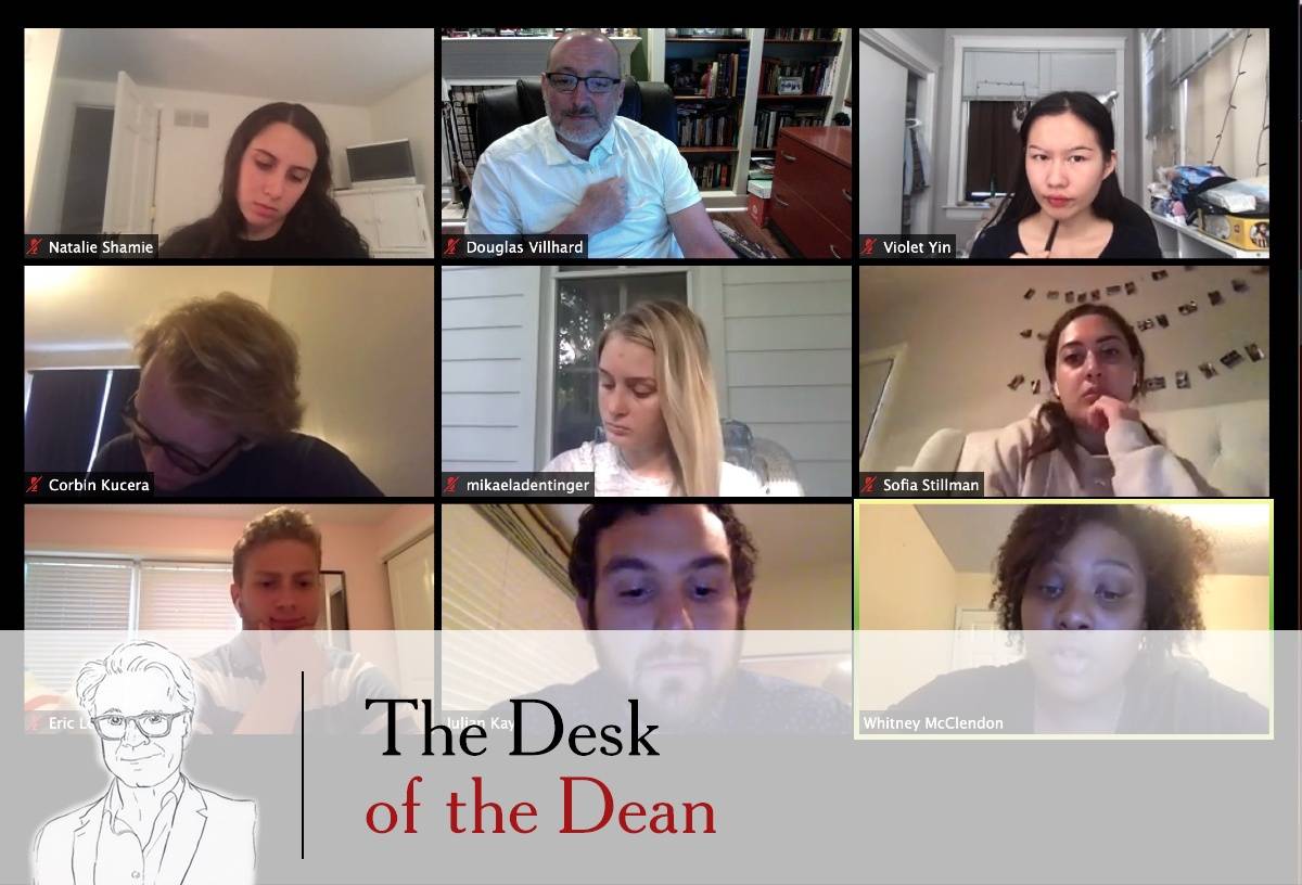 Entrepreneurship professor Doug Villhard (top center), works with students in the CEL’s summer program.