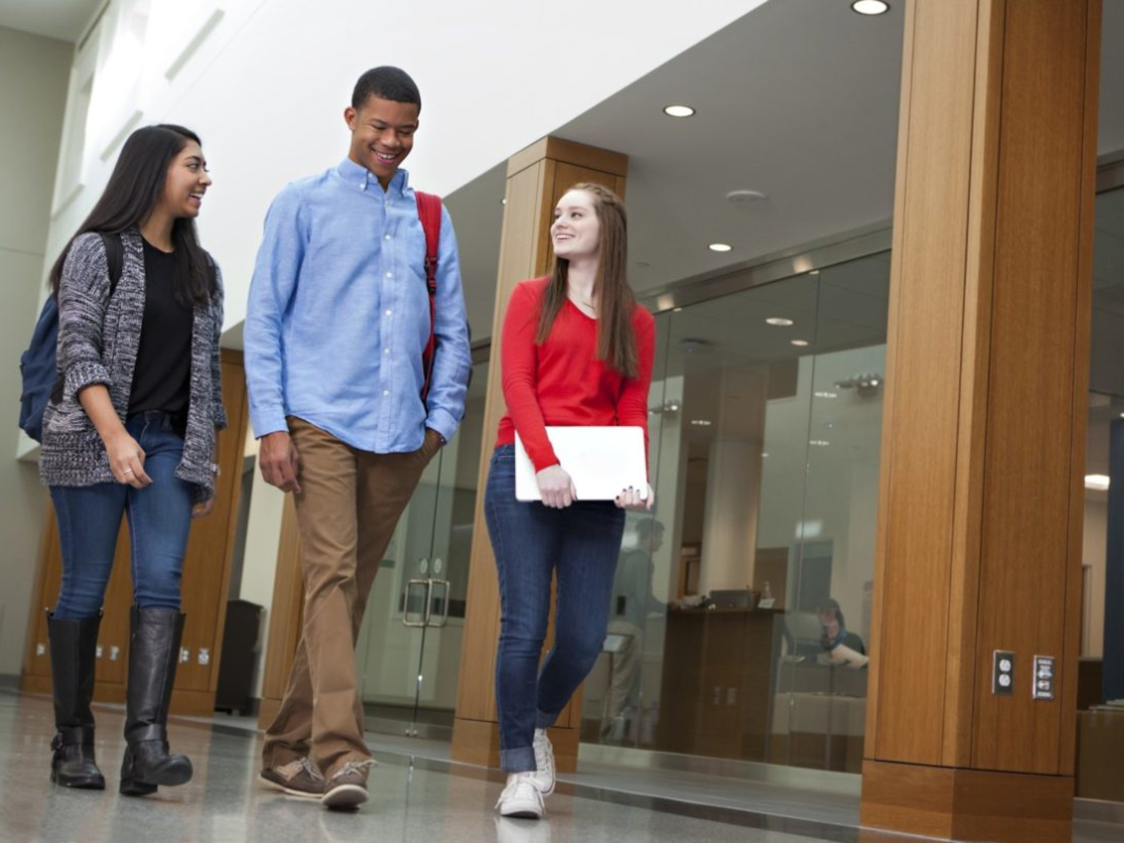 Students in WashU Olin's Simon Hall