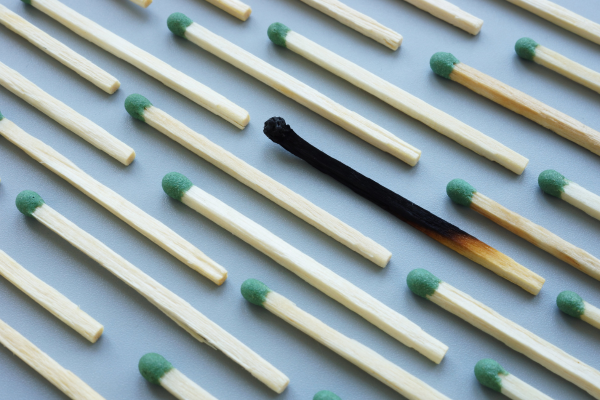 Matches in a row with one burnt match