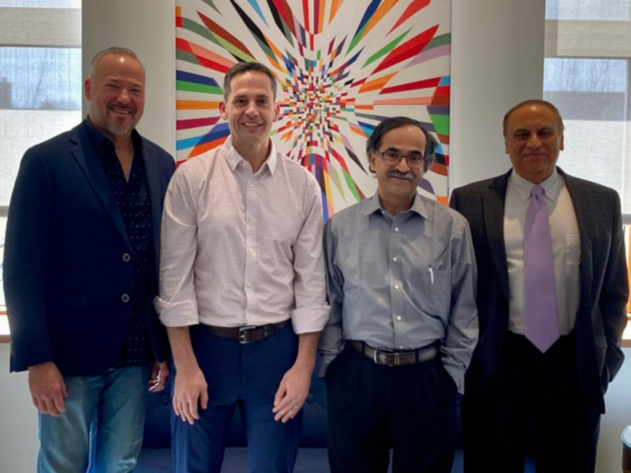 Milbourn, Wall, Seetharaman and Thakor in the dean’s suite.
