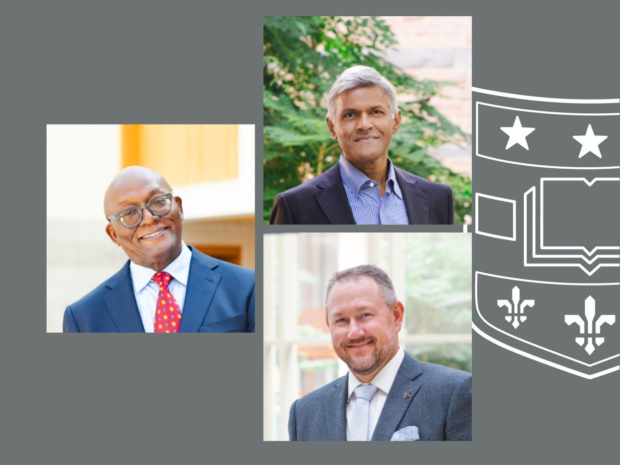 Olin EMBA alumni Omokhaye Higo, Shaker Sadasivam and Curt Peitzman.