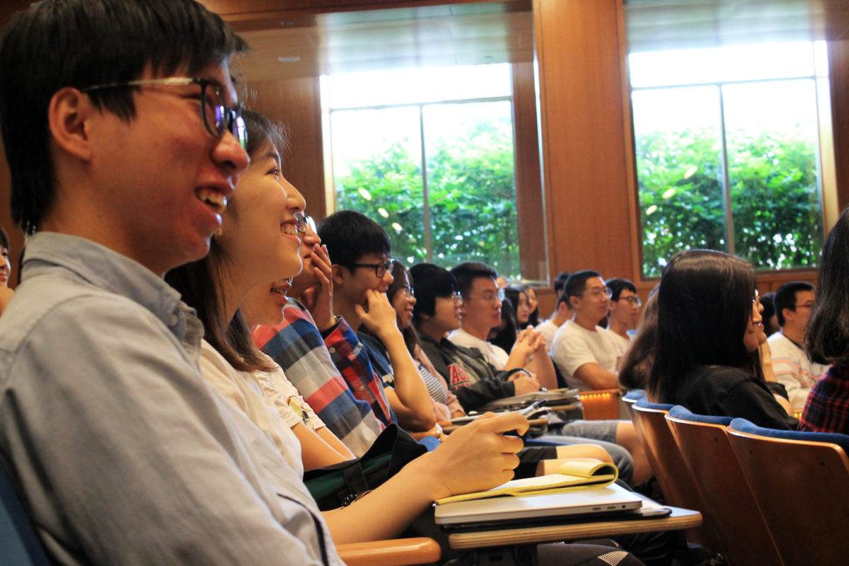 Students in Emerson Auditorium