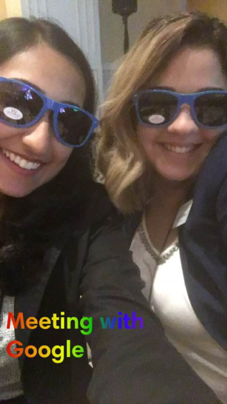 Brinda Gupta (left) and Jessica Sanchez at a Google event at The Consortium’s OP.