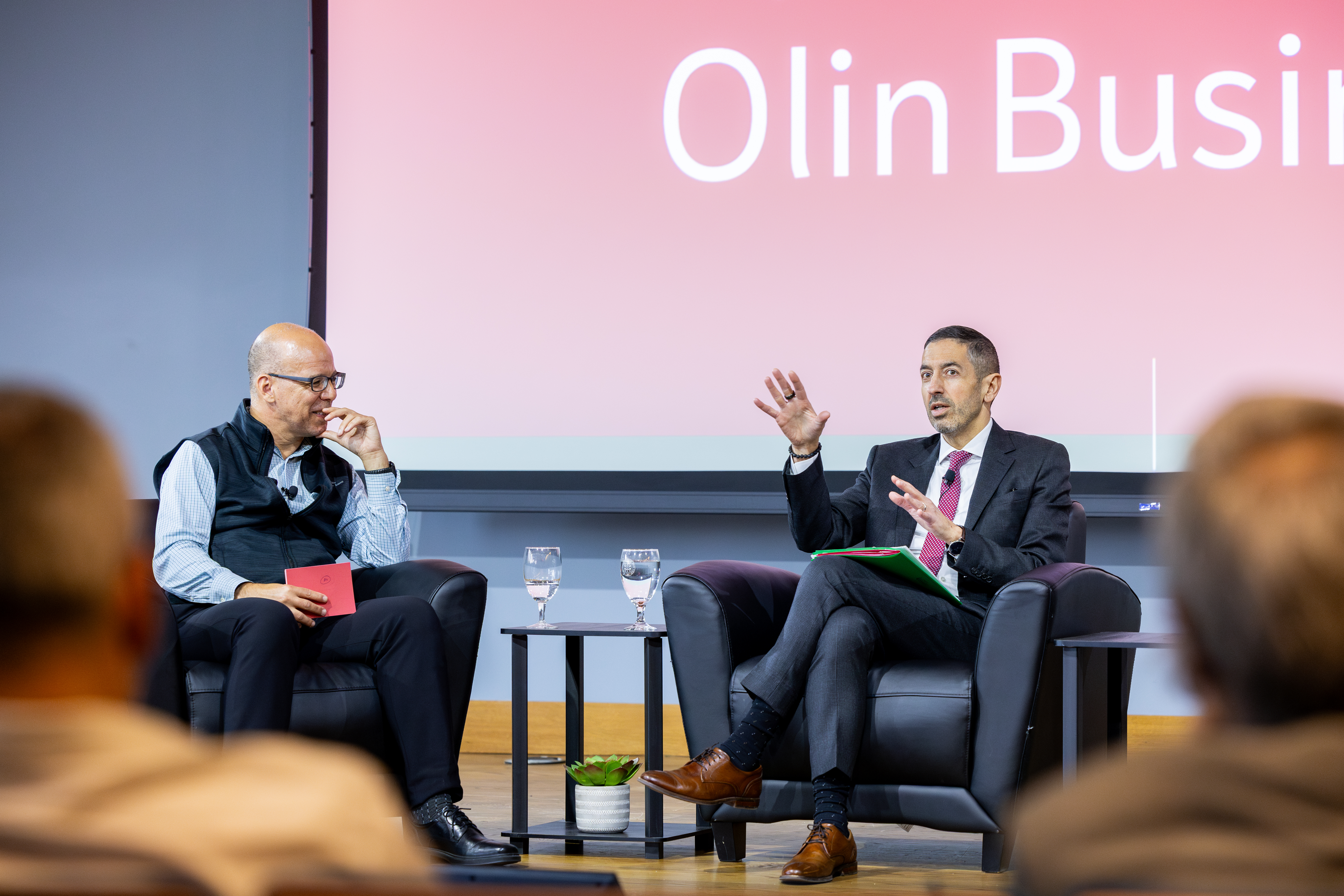Dean Sandro Galea of the School of Public Health served on a panel at Olin's spring Business of Health symposium.