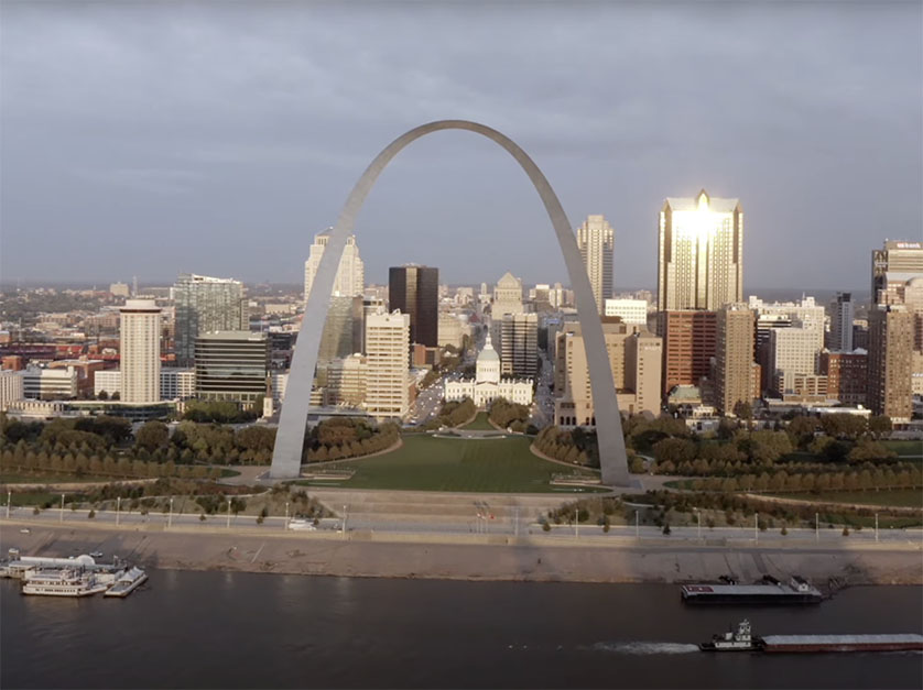 An aerial view of St. Louis, Missouri.