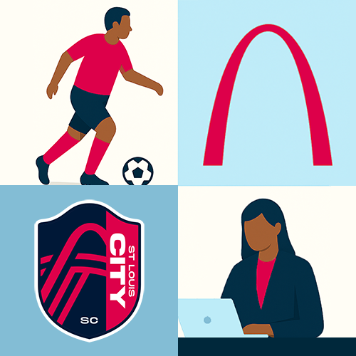 An illustration of four people doing various sports activitiesk.